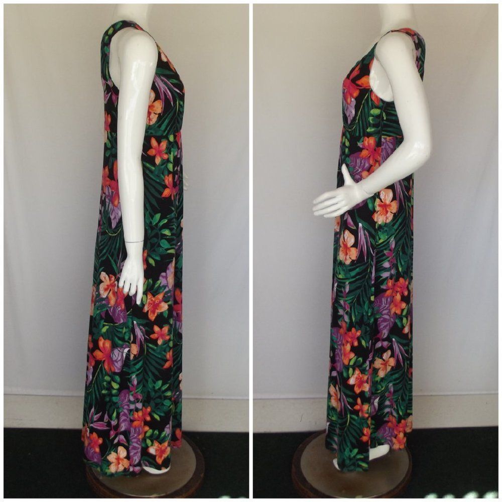 TOMMY BAHAMA Tambour Maxi Dress, S, Black/Multicolor Floral, Tank/Scoop, Jersey - Picture 7 of 12